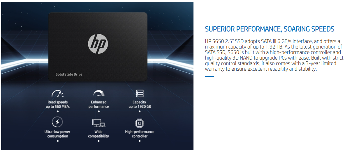 HP S650 2.5” SATA SSD 1.92TB