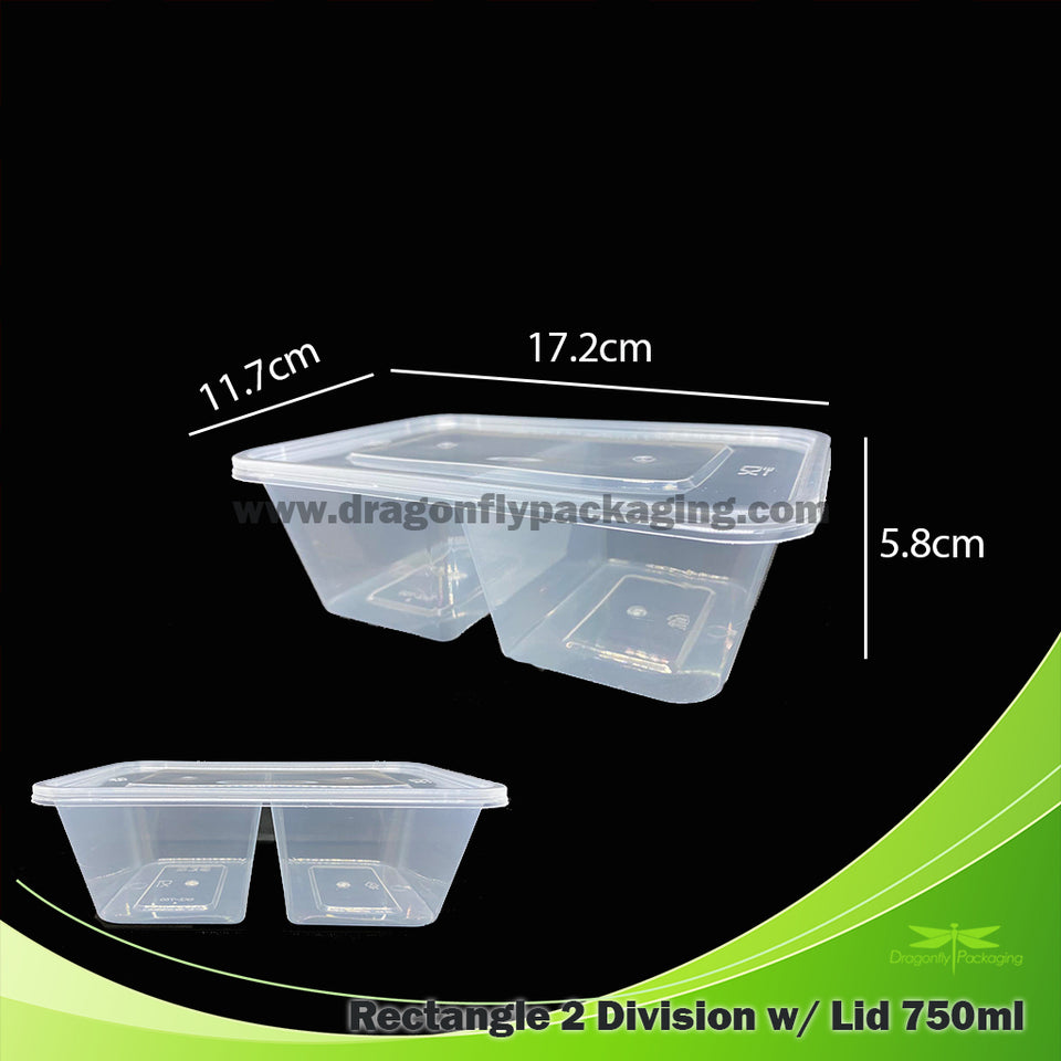 1000ml Clear Rectangle Microwavable Container with Lid 300pcs per Cart –  Dragonfly Packaging