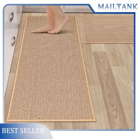 Nordic Kitchen Floor Mat with Non-Slip Linen Carpet