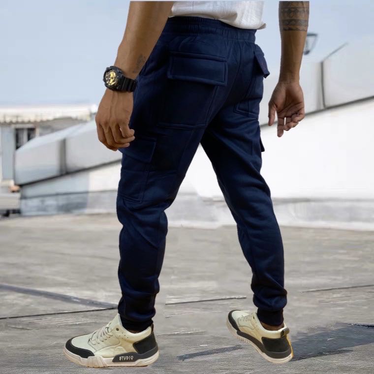 Men's Cargo Pants with Belt Navy Blue Bolf 8813 NAVY BLUE