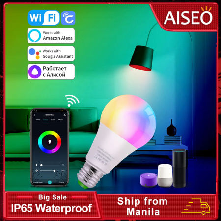 AISEO Smart RGB Wifi Light Bulb, 15w, Alexa/Google Compatible