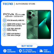 Tecno Pova 6 Pro 5G Cellphones sale 2025 original Smartphone 12GB+256GB MediaTek Dimensity 6080 5G 6.78" Fhd 120Hz Amoled Display 108MP Main Camera 6000mAh Battery 70W Ultra Charge