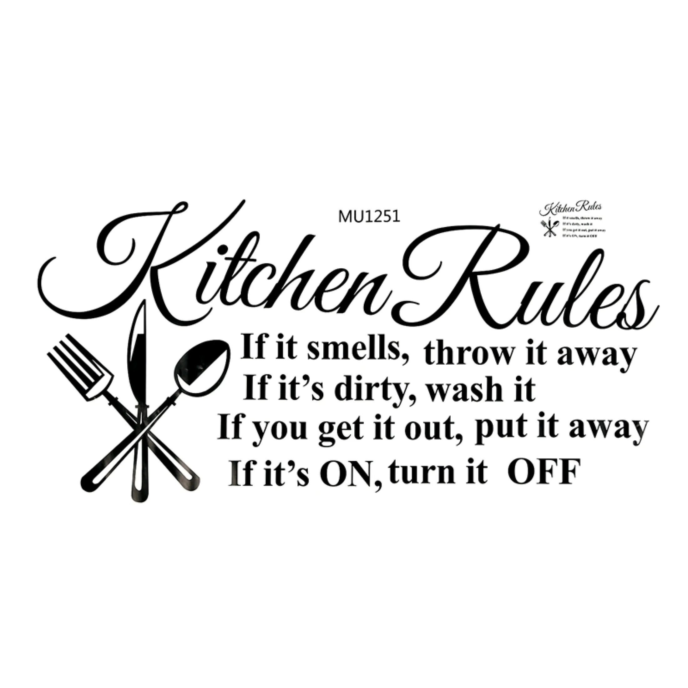 Kitchen Rules Restaurant Wall Sticker Decal Mural Diy Home Decor Art Quote Decal Black Lazada Ph