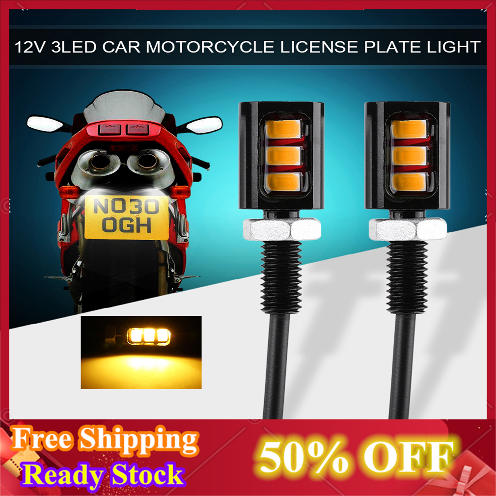 Motorcycle Car SUV Rear 0.47"" 12V LED License Plate Bolt Light Lamp Universal 