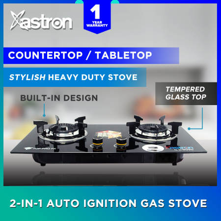 ASTRON GS-9090 Double Burner Gas Stove with Glass Top
