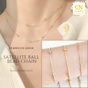 Gold Bead Chain Necklace by Cnhong.shop