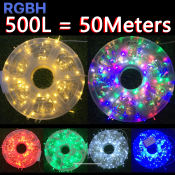 RGBH 50M LED String Lights Outdoor Waterproof Room Decor