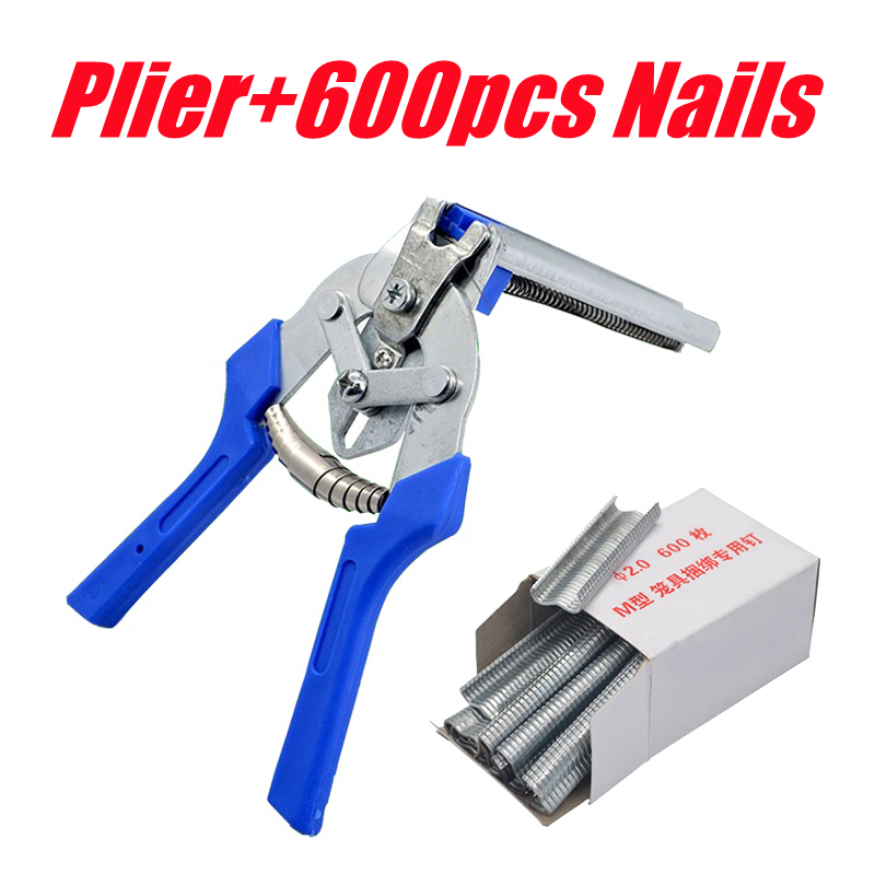 Hog Ring Plier 600pcs M Clips Staples Chicken Mesh Cage Wire Fencing Ring Plier Poultry Cage Assembly Pliers Fixing Device Pet Pliers Rabbit Quail Cage Installation Tools - Image 2