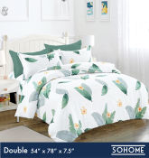 Sohome Premium 3in1 Double Size Cotton Bedsheet Bedding Set