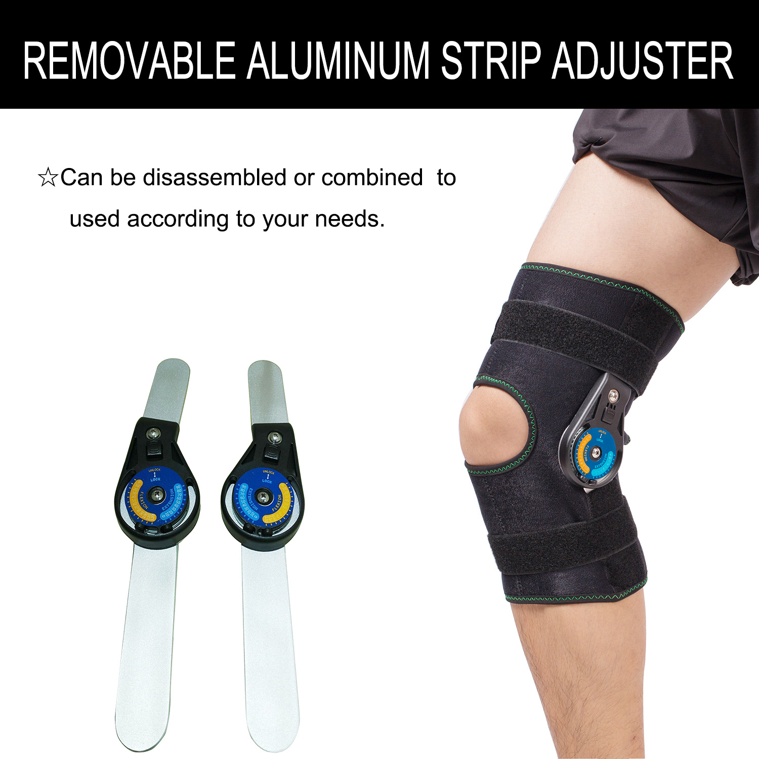 Adjustable hinged patella knee brace support for dislocation of