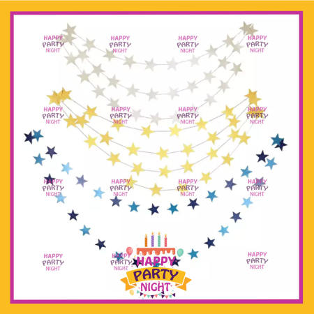 Happy Party Night 4M Star Chain Decoration Star String Birthday Party Decoration Room Decoration