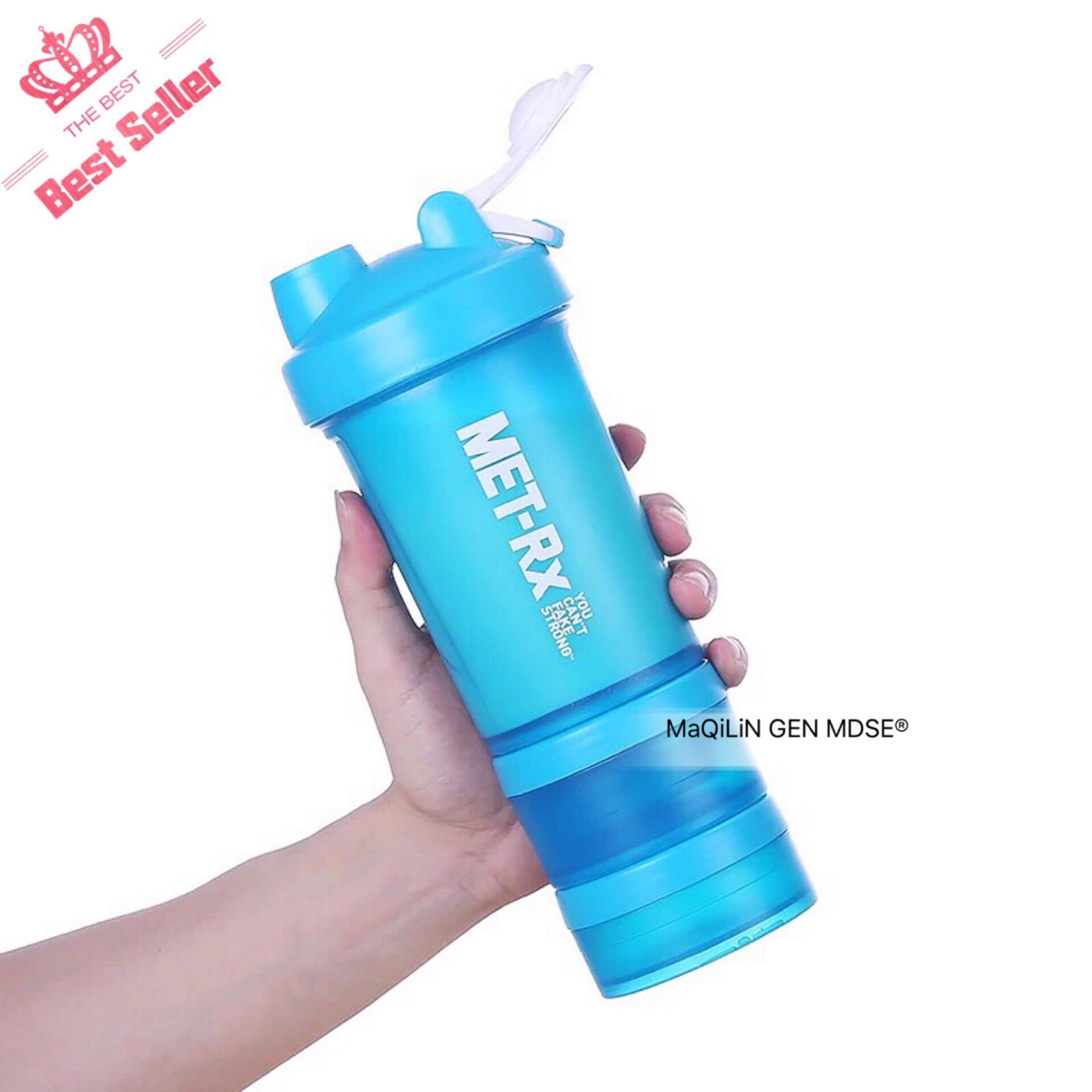 MET-Rx Classic Protein Shaker Bottles for Sports, 3 in 1 lock