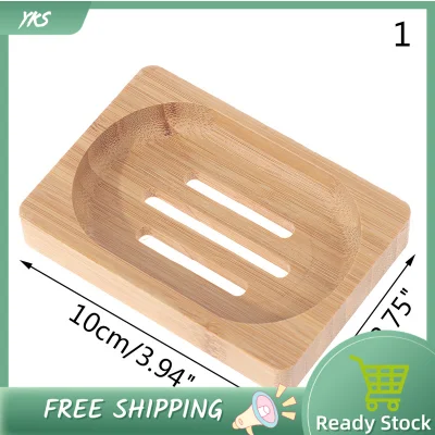 YKS 1X Bamboo Soap Dishes Tray Holder Storage Soap Rack Plate Bathroom Soap Dish Box (1)