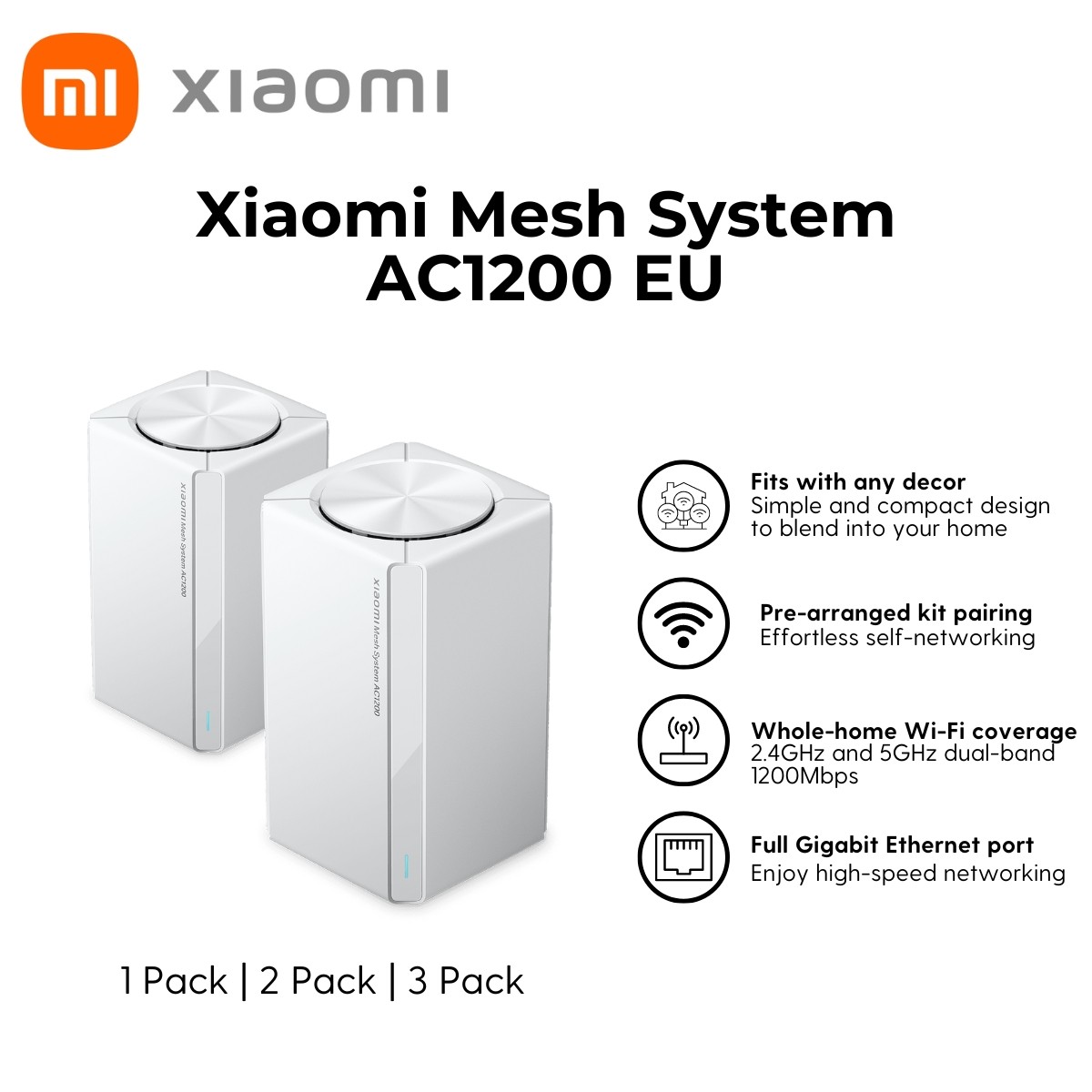 Xiao Mesh System AC1200 3-pack | Xiao Belgique | Toutes les spécifications et fonctionnalités