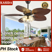 Wooden Blade Ceiling Fan with Lights and Remote Control