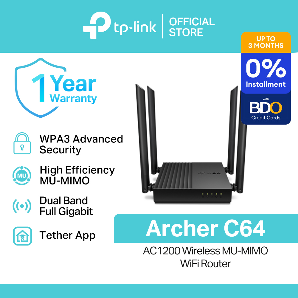 TP-Link Official Store / Archer C64 AC1200 / 2.4GHz & 5GHz Dual-Band WiFi 5 Wireless WiFi Modem Extension Extender Long Range Repeater Router