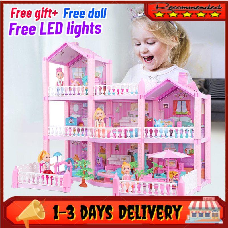 Princess Doll Assembly Castle Toy Set Doll House Model Dream Big Villa