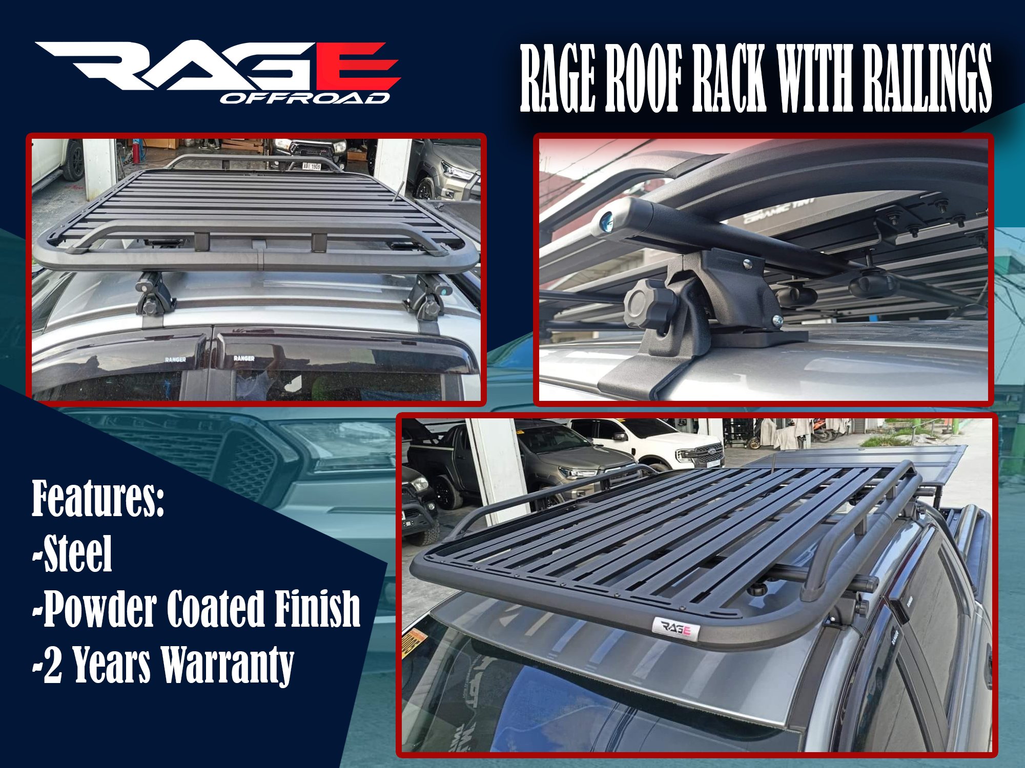 All New Rage Roof Rack with Side Rail without side rail flat Safe  secured with Style Built for Stability