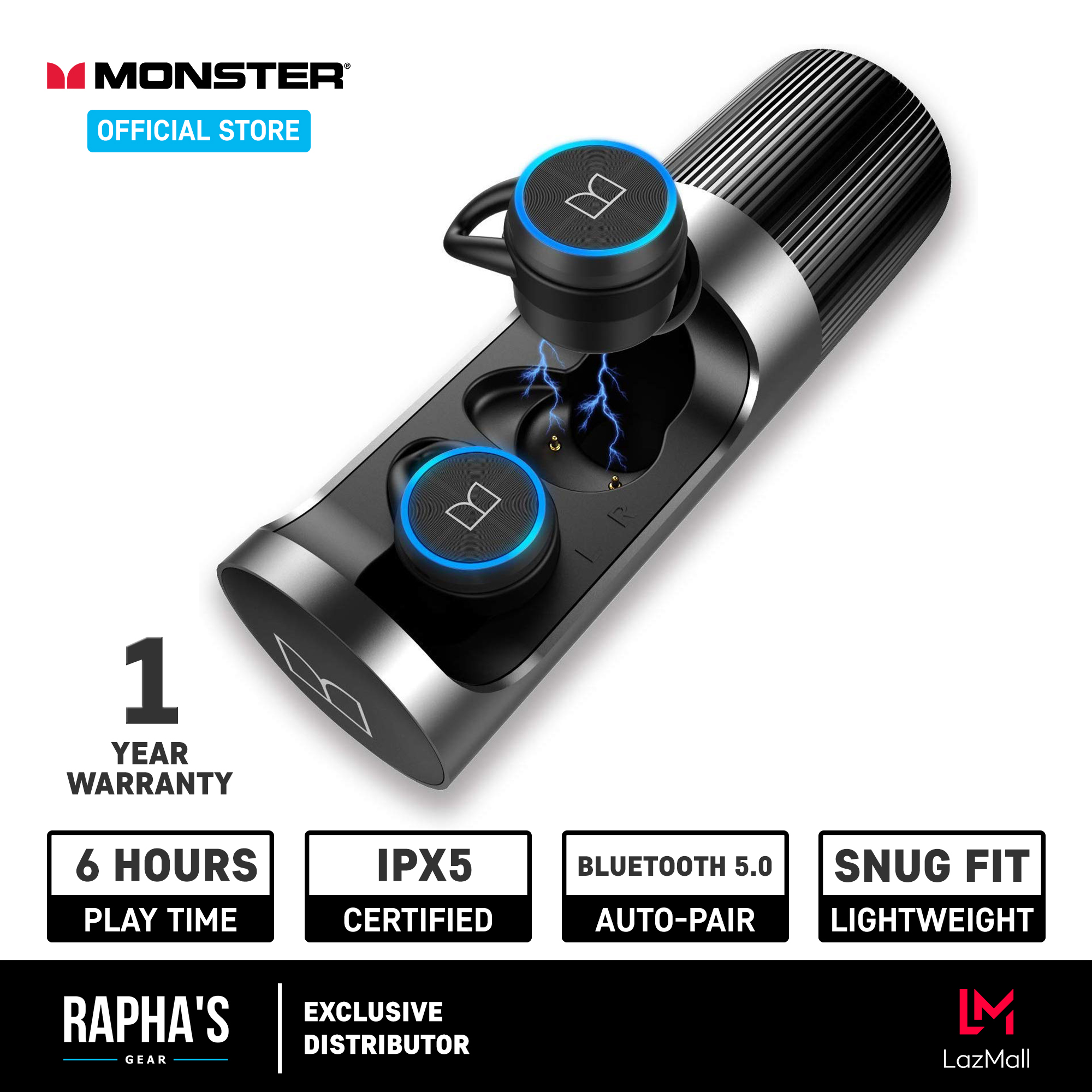 MONSTER Clarity 101 Airlinks Bluetooth Wireless (Black) | Rapha's Gear | Raphas Gear