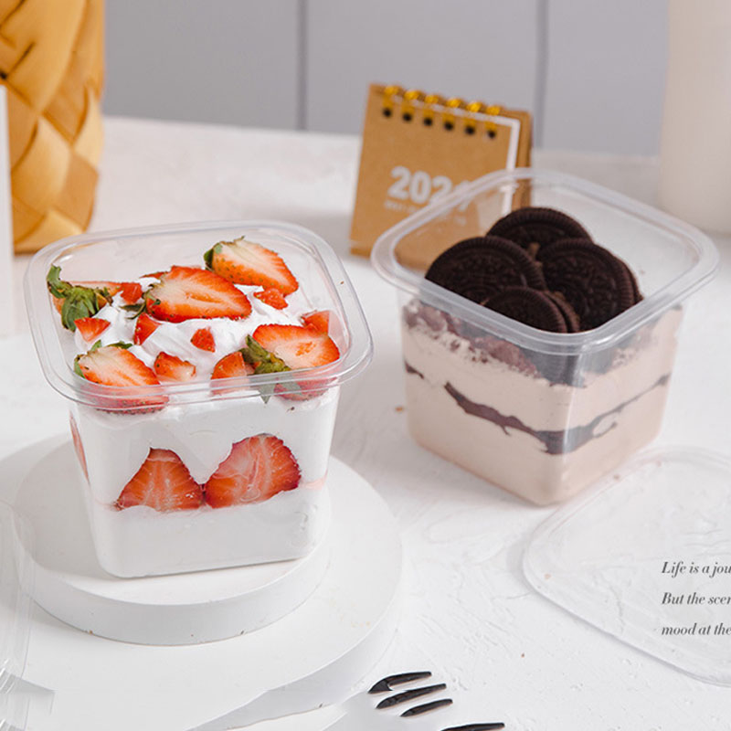 50Pcs Disposable Mousse Dessert Box With Lid Clear Plastic Cups Dessert  Acrylic Food Cake Cup