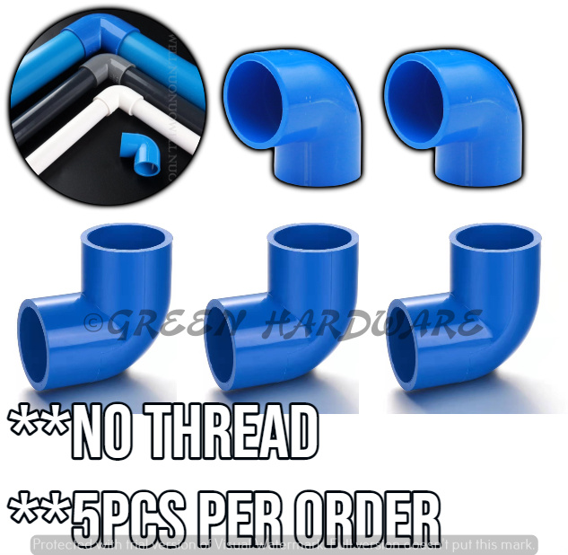 5PCS Pvc Elbow 90 Degrees Blue Pvc Water Pipeline Fittings Blue Pvc Equal Tee Connector Home Garden Irrigation Aquarium Fish Tank Tube Watering Adapter Fittings Joint