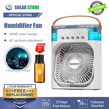 Rechargeable Mini Aircon Fan with Humidifier and 7 Colored Lights