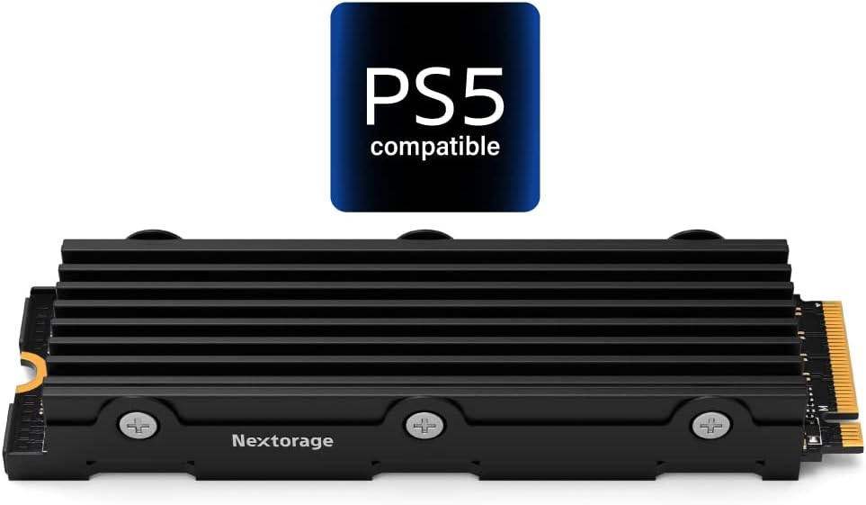 Nextorage Japan 2TB Internal SSD Work with Playstation 5 and PC M.2 2280  with Heatsink PCIe Gen4.0 NVMe NEM-PA2TB/N SYM Maximum Transfer Rate Read:  7300MB/s