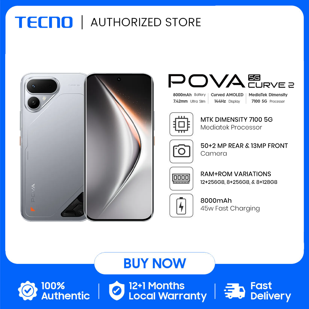 TECNO POVA Curve 2 5G (8GB+256GB) Smartphone / MTK Dimensity 7100 5G / 50MP Main Camera / 6.78” 144Hz Curved AMOLED Display / 8000mAh Battery / 45W Fast Charge - Image 4