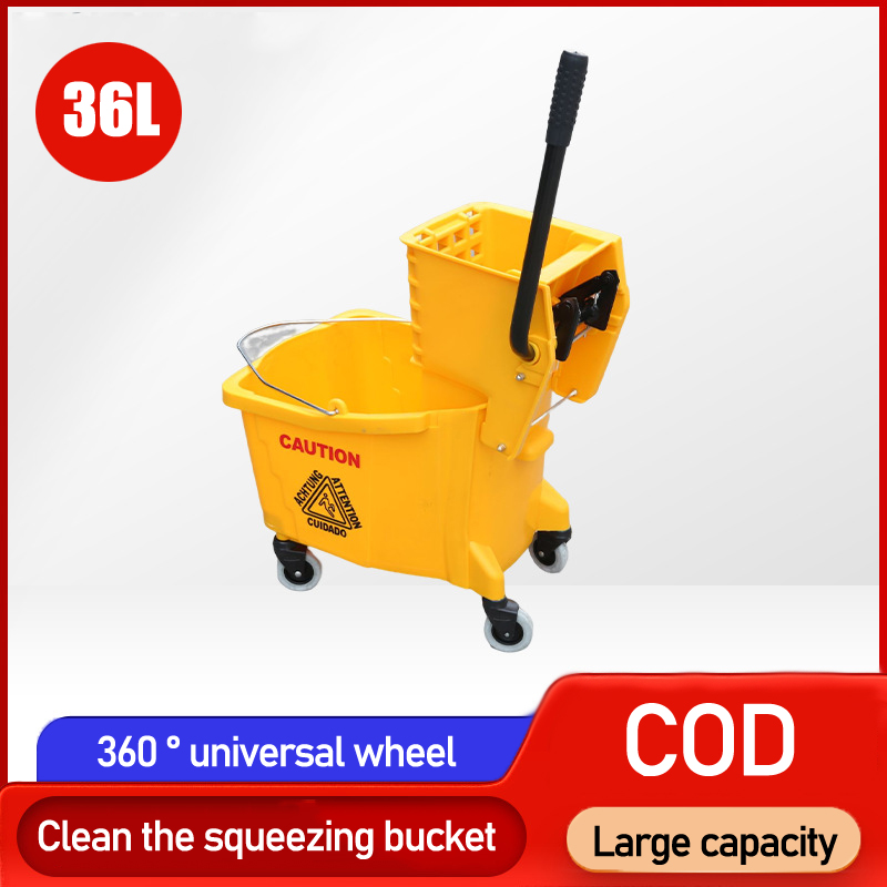 Family Commercial Heavy duty Mop Squeezer Bucket With Mop Holder 36L big size Thickened Side Press squeezer