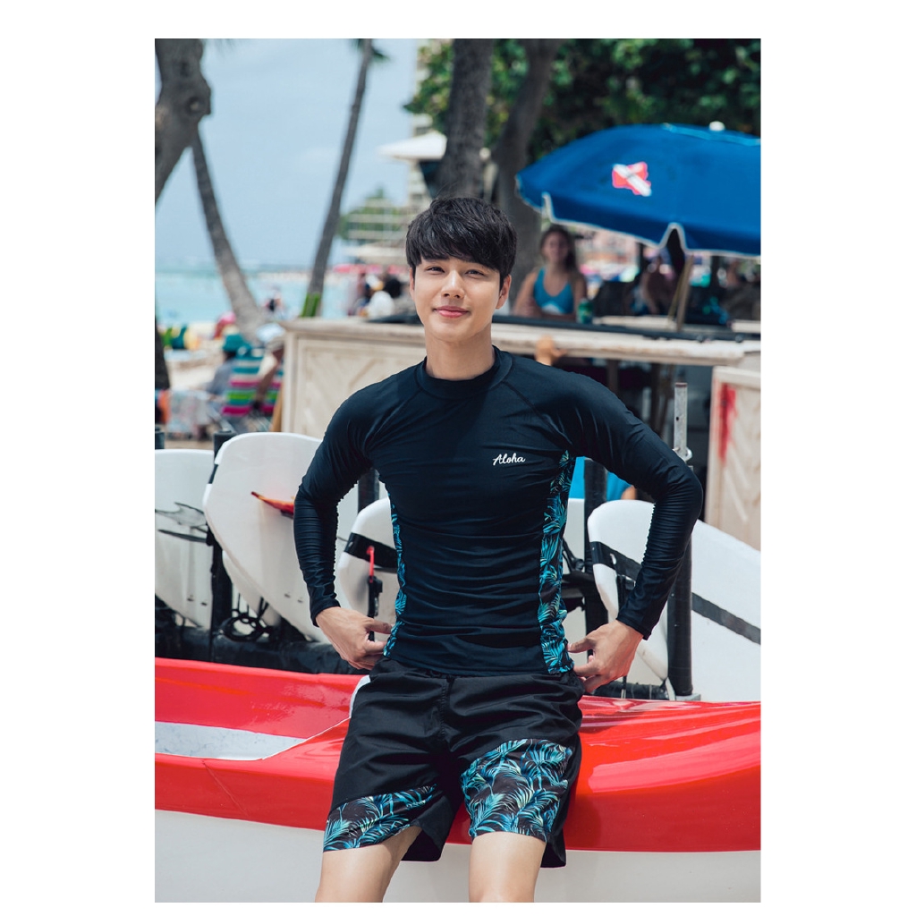 Men Women Swimming Suit Couple Fashion Black Long Sleeve Swimsuit Beach Wear