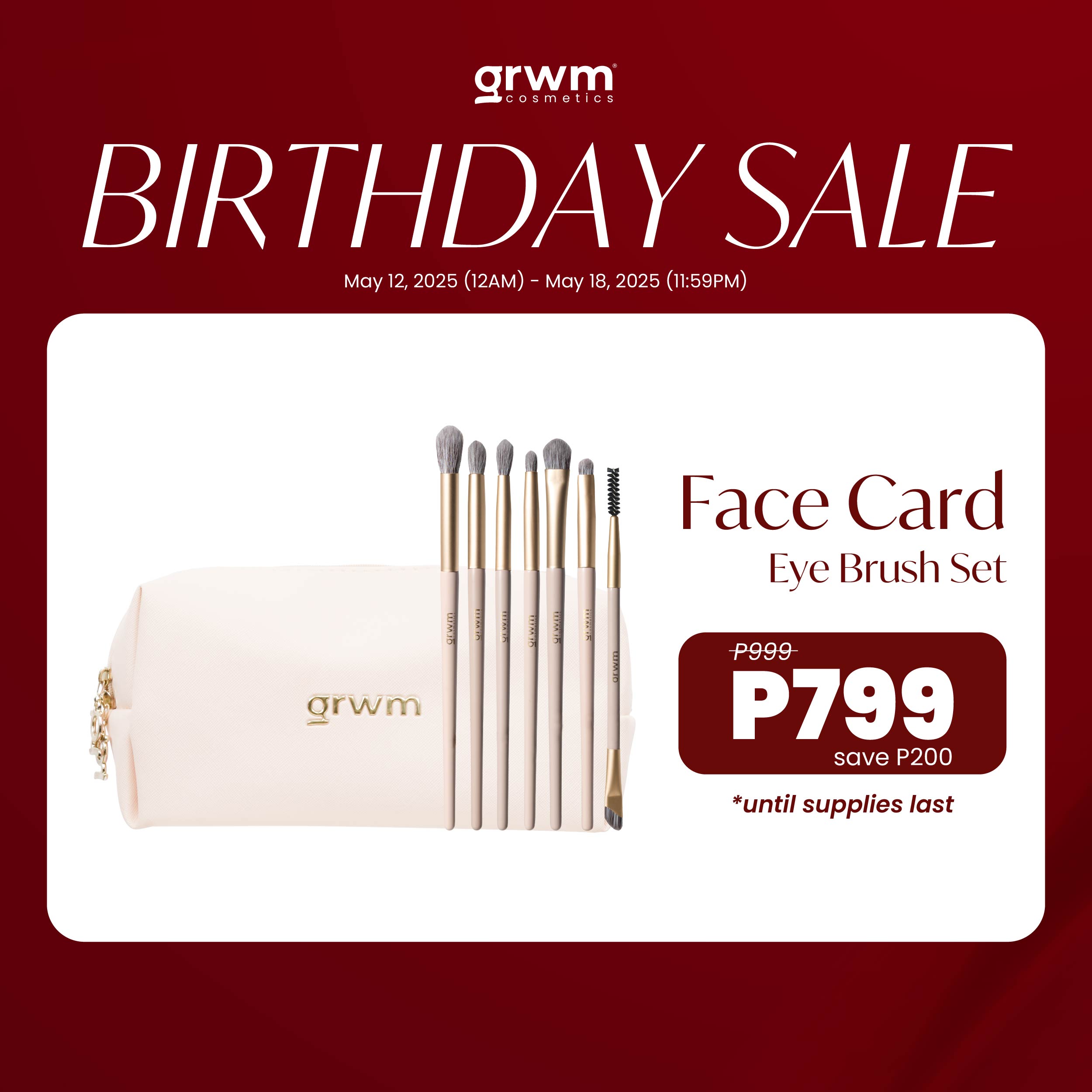 Discount on GRWM Cosmetics  shoes - SKU: GRWM Cosmetics Face Card Eye Brush Set with Pouch