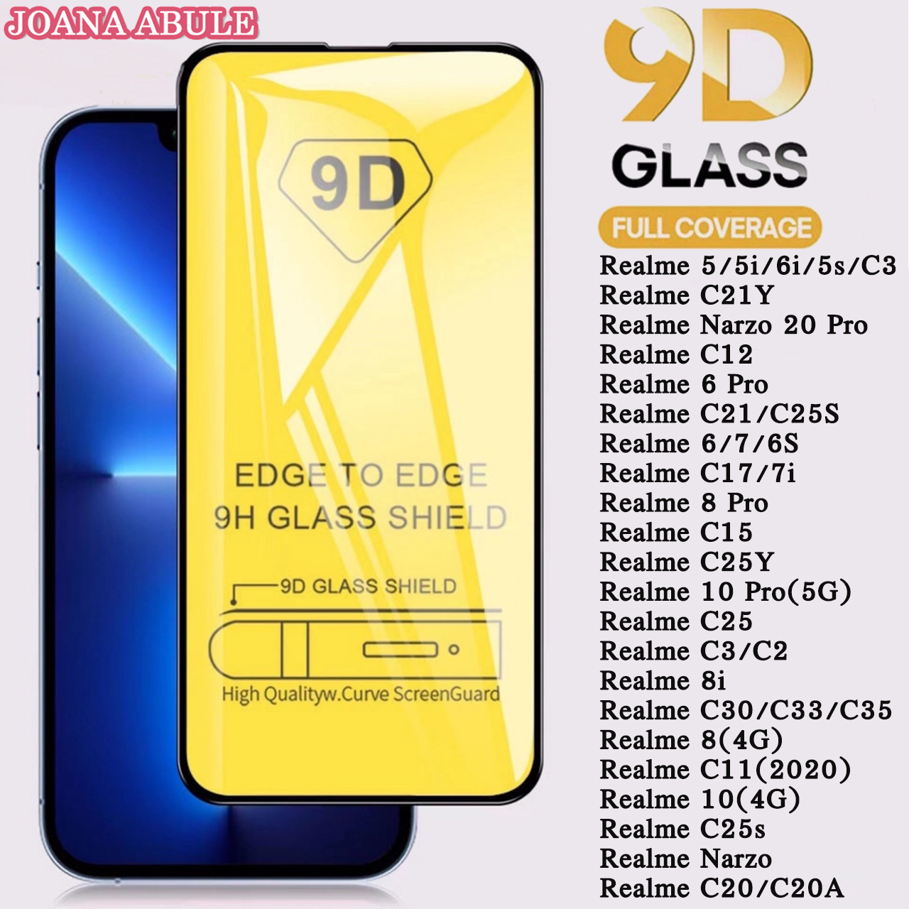 9D Tempered Glass Screen Protector for Realme C21Y and More