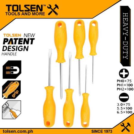 Tolsen 6pcs Screwdriver Set Anti Slip Function 20738