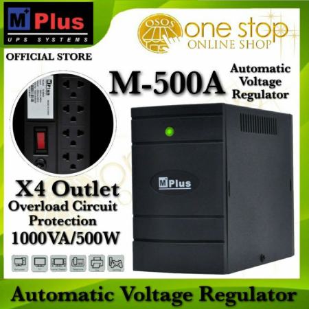 MPlus 4 Outlet AVR with Surge Protector, 1000VA/500W