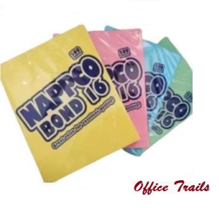 Nappco Bond Paper sub16 Colored Bond Pink, Yellow, Green, Blue Short, A4, Long Sold Per Ream