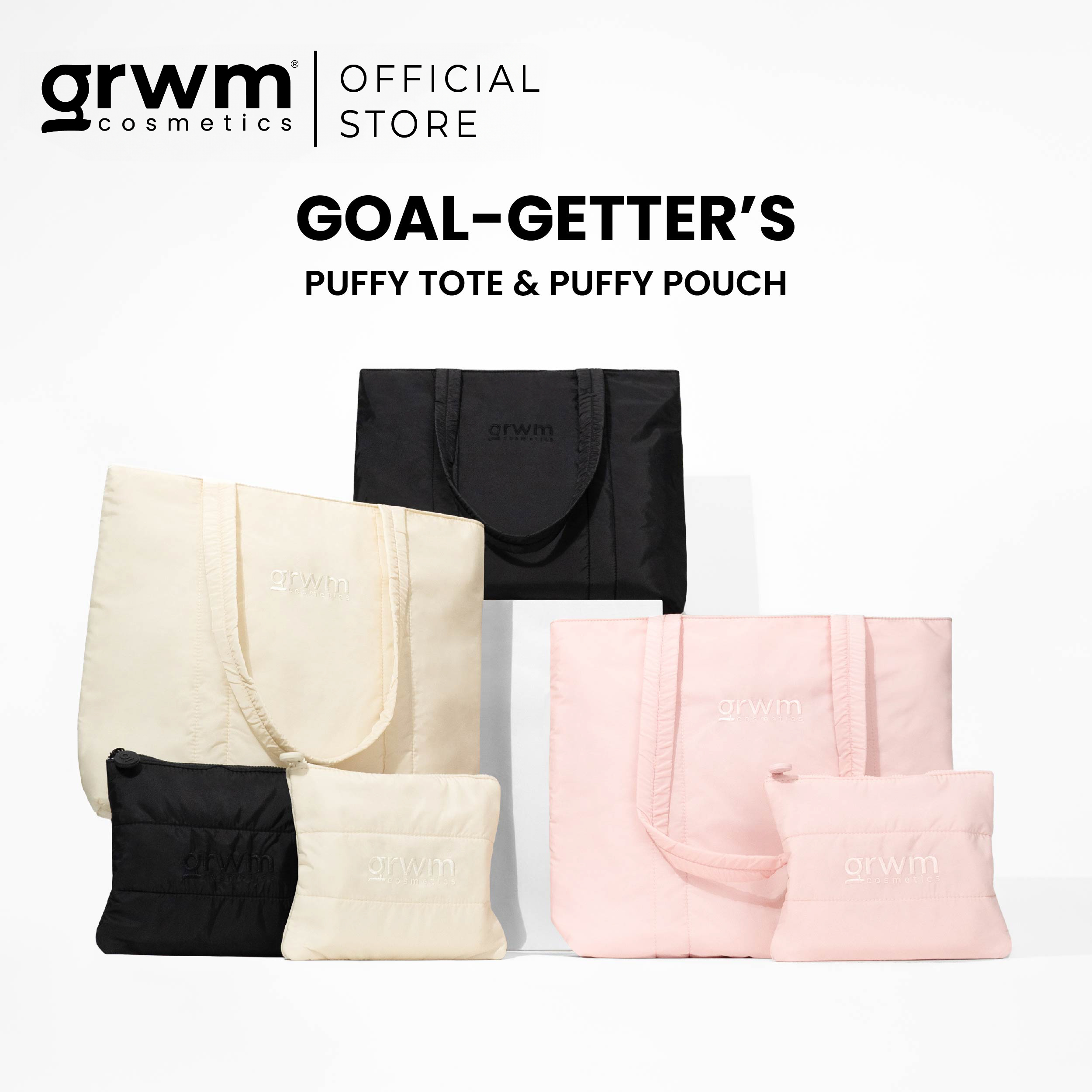 Discount on Grwm Cosmetics  shoes - SKU: Goal-Getter's Puffy Tote & Puffy Pouch