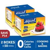 EQUAL Gold Sweetener, 2 Boxes x 50 Sticks, Sugar Substitute