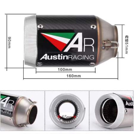 Austin Racing Universal Motorcycle Exhaust for Yamaha, Honda, Kawasaki