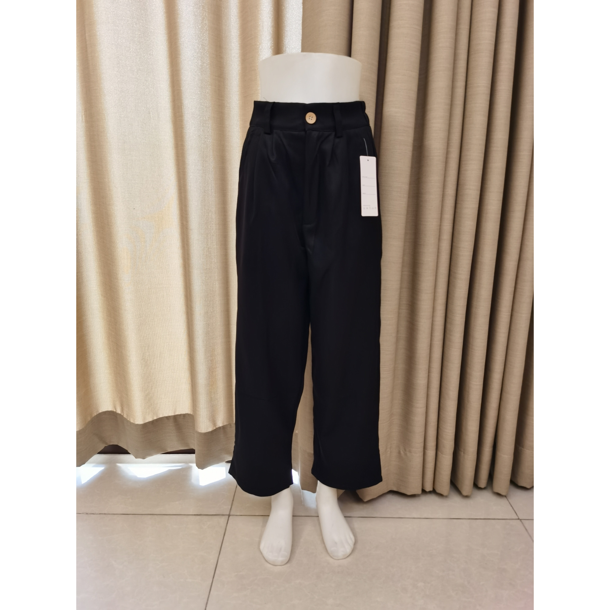 CITY GIRL Smooth texture high waist trousers drape loose and