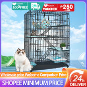 Foldable Cat Cage with Litter Box - Sturdy and Easy Assemble