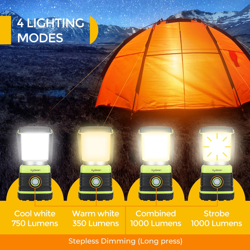 Consciot led camping lantern rechargeable, consciot camping lights, 1000lm,  4 light modes, 4400mah power bank, ipx4