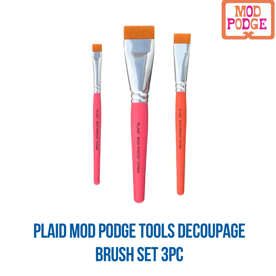 Plaid Mod Podge Tools Decoupage Brush Set 3pc