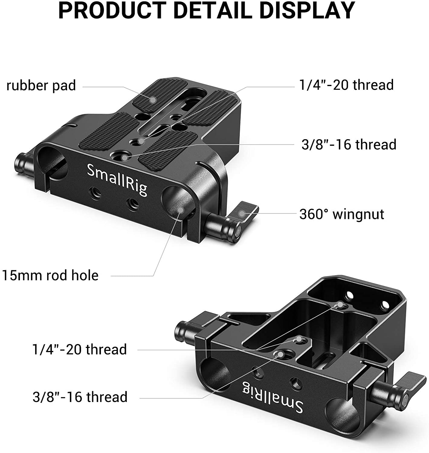thumbnail image 2 of SmallRig Universal Baseplate With Dual 15mm Rod Rail Clamp – For Camera Cage (Model 1674) – Open Box 2 of 4