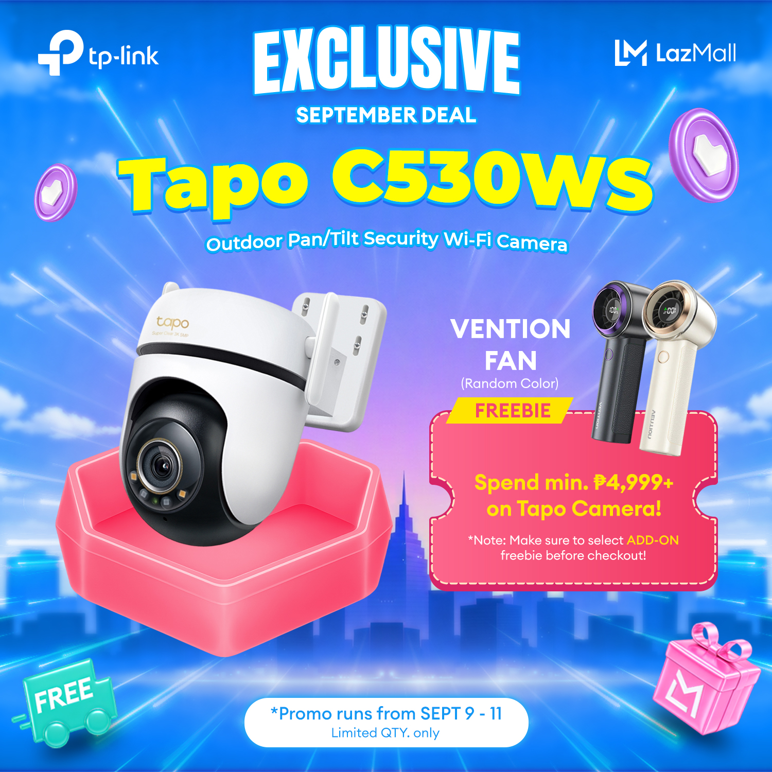 TP-Link Official Store / Tapo C530WS / 3K 5MP Live View 360 Degrees Pan/Tilt Outdoor Security WIFI Camera Connect to Cellphone with Mic and Speaker