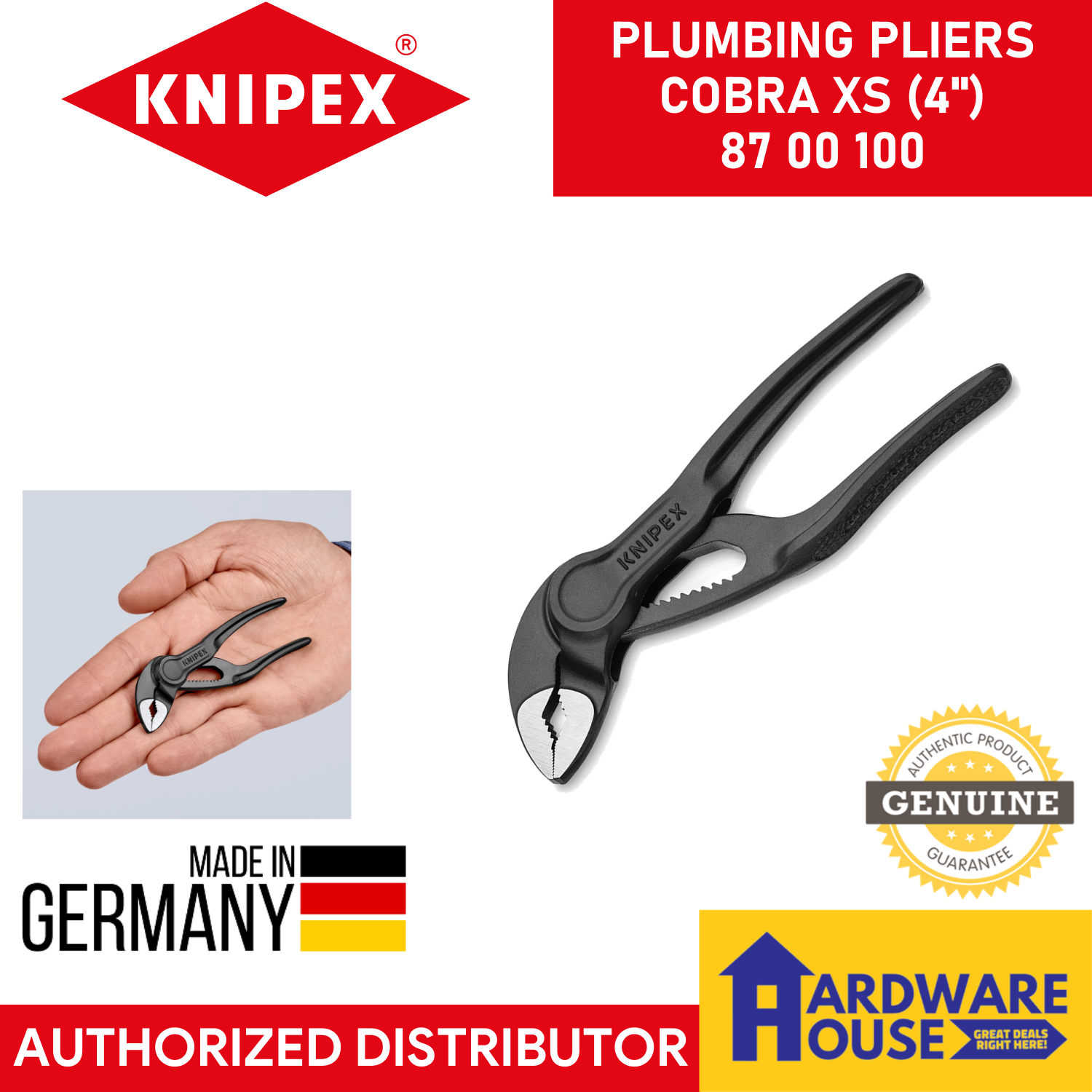 Knipex 87 00 100 Cobra XS Miniature Pliers 100mm