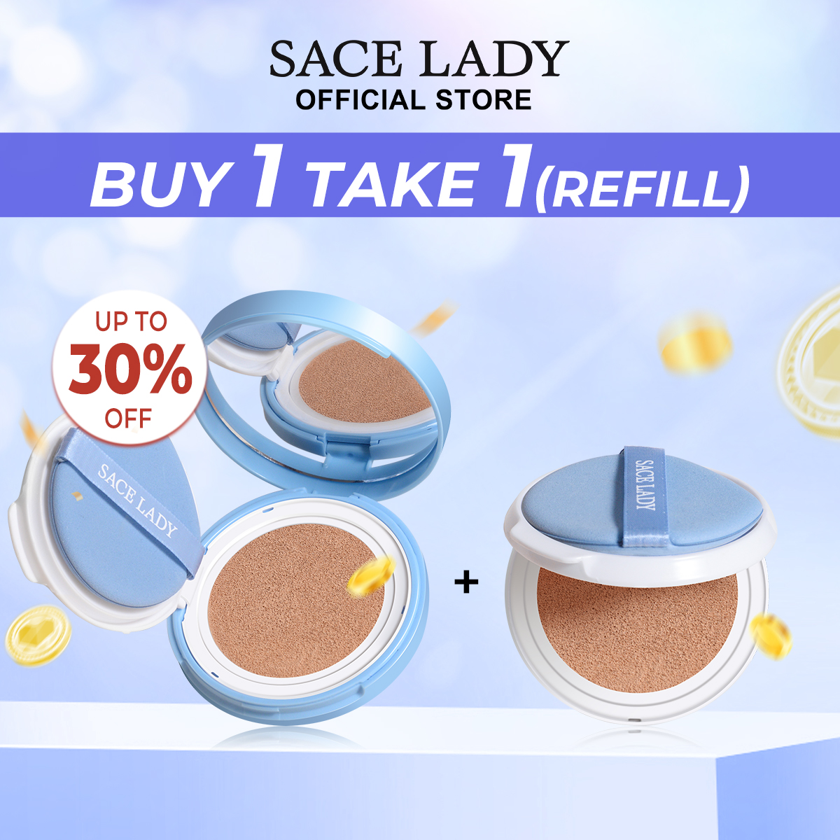 Discount on SACE LADY  shoes - SKU: SACE LADY Air Cushion BB Cream 2PCS Set Natural Long-lasting Waterproof Brighten Cushion With Refill