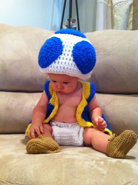 Crochet Baby Super Mario Toadstool Nintendo inspired costume