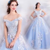 Luxurious Blue Beaded Wedding Dress by 