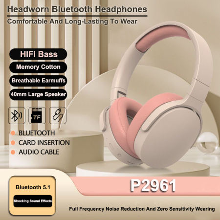 P2961-Bluetooth Headphone Wireless Headset With Microphone HiFi Stereo Headphone For Computer Laptop