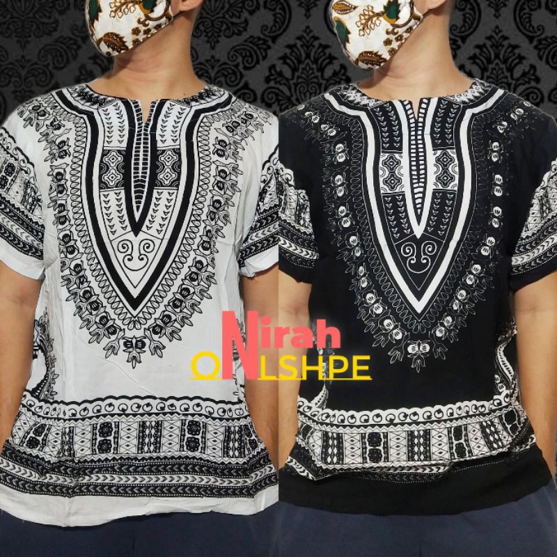 ♀☃ (0n Sale) BLACK AND WHITE HALUMNNA / DASHIKI SHIRT / BOHEMIAN DRESS MEN  | Lazada PH